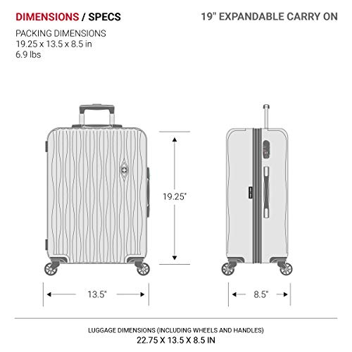 SwissGear 7272 Energie Expandable Hardside Luggage with Spinner Wheels and TSA Lock, Gunmetal, Carry-On 19-Inch