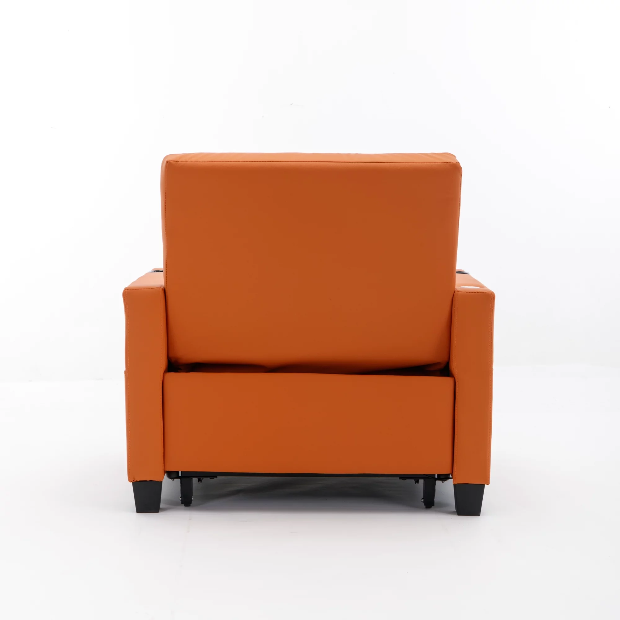 Futon Chair Bed Convertible Chair 3-in-1 Pull Out Sleeper Chair Beds with USB Ports, Armchair Bed Sleeper for Living Room (Orange Leather)