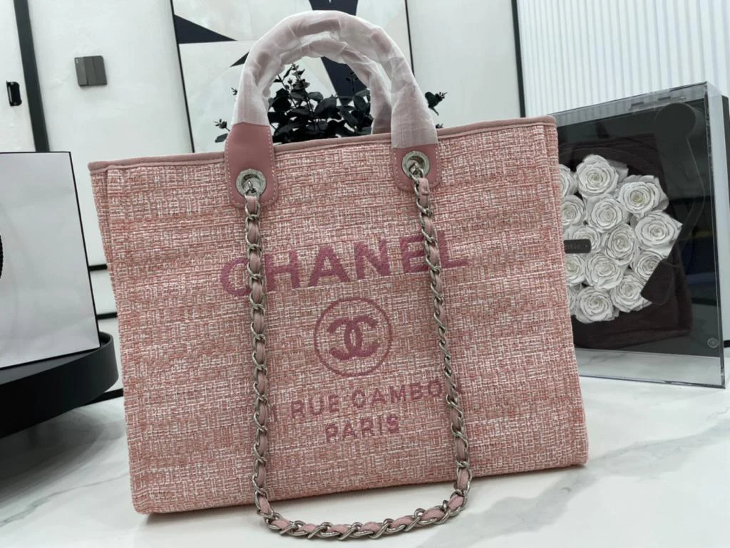 Chanel Deauville Tote 38cm Pink For Women A66941