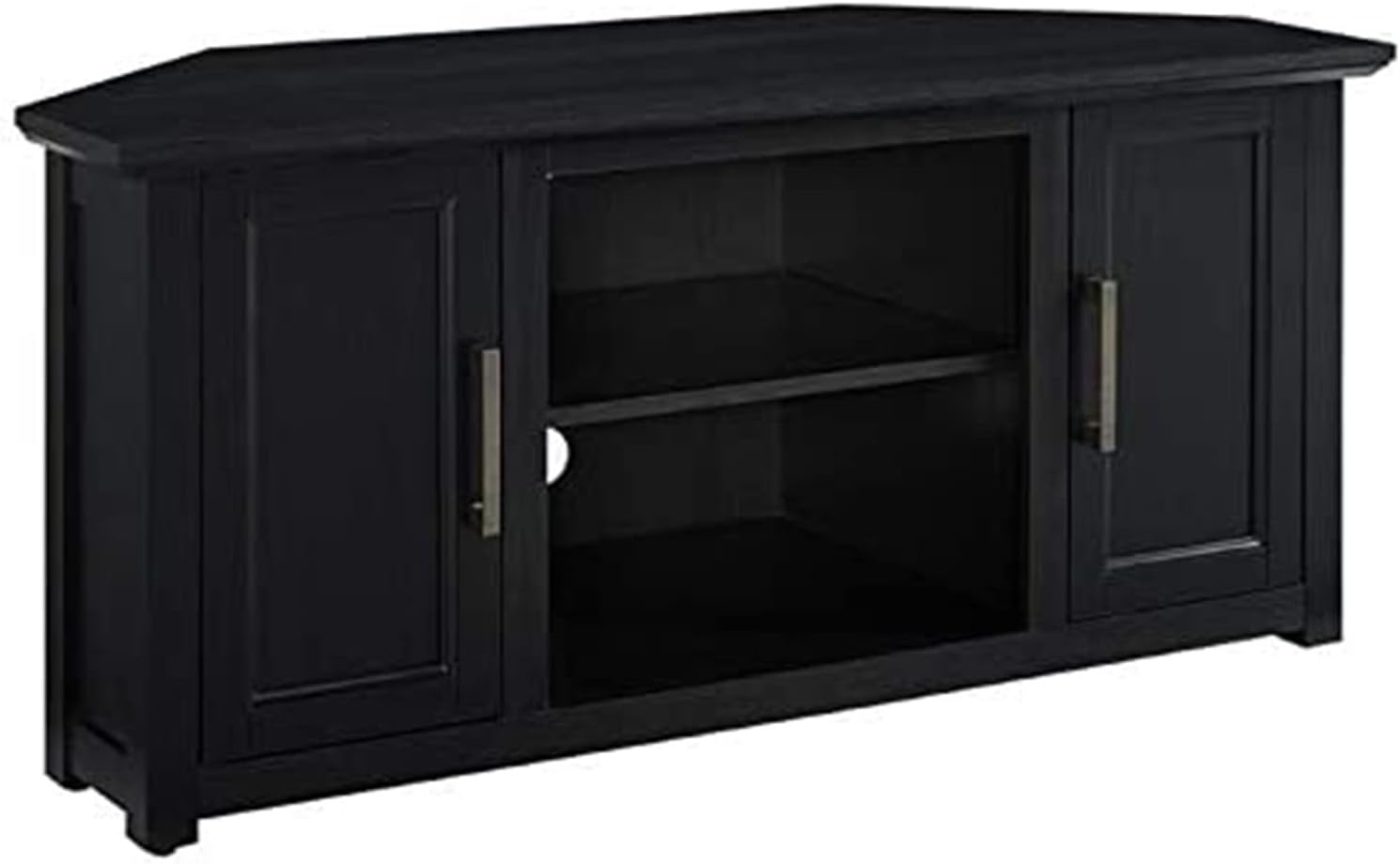 Urban Upmarket 48" Corner Tv Stand Black, 20 x 47.75 x 22 inches, Fits most TV's up to 50", Adjustable Shelving Storage, Integrated Cable Management