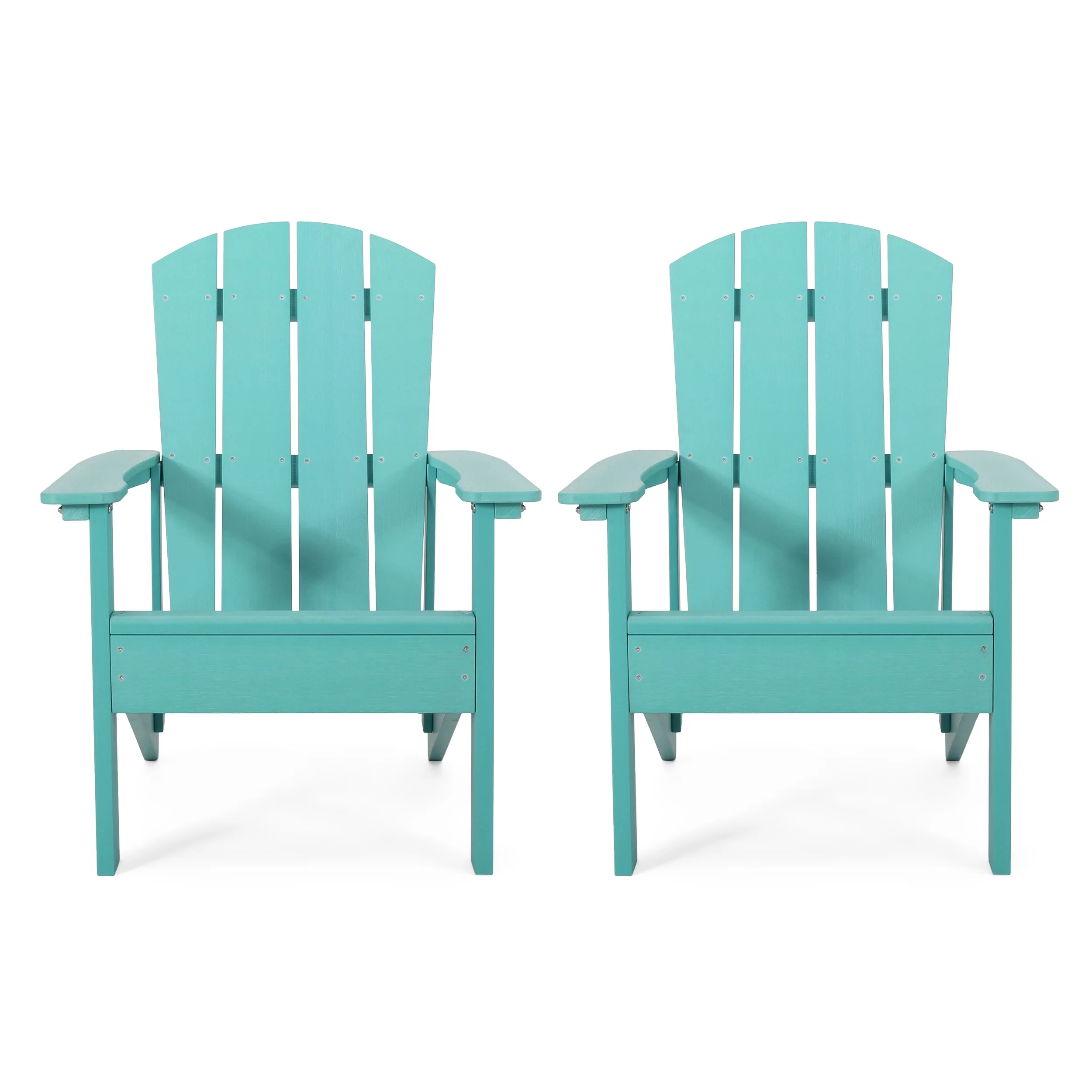 Noble House Culver Faux Wood Slat-Backed Adirondack Chair in Teal (Set of 2)