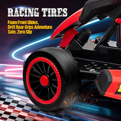 24V Electric Go Kart for Kids, Crazy Drift Cart with 400W Motors, EVA Tires, Max Speed 8.1 MPH, Music, Wireless