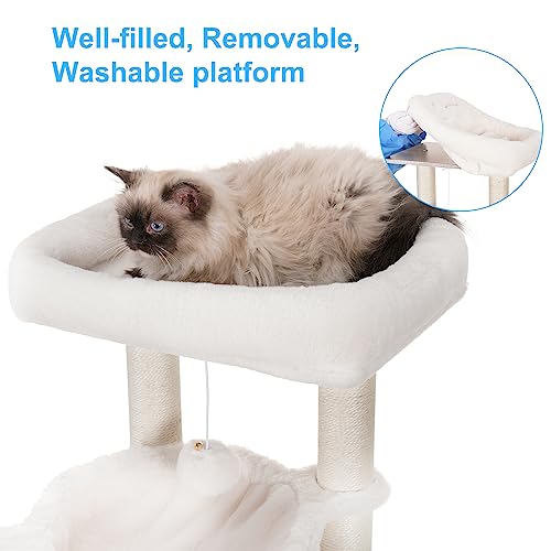 Hey-brother Cat Tree with XL Litter Box Enclosure, All-in-one Cat Tower for Indoor Cats with Large Hammock, Bed, Food Station, Scratching Posts