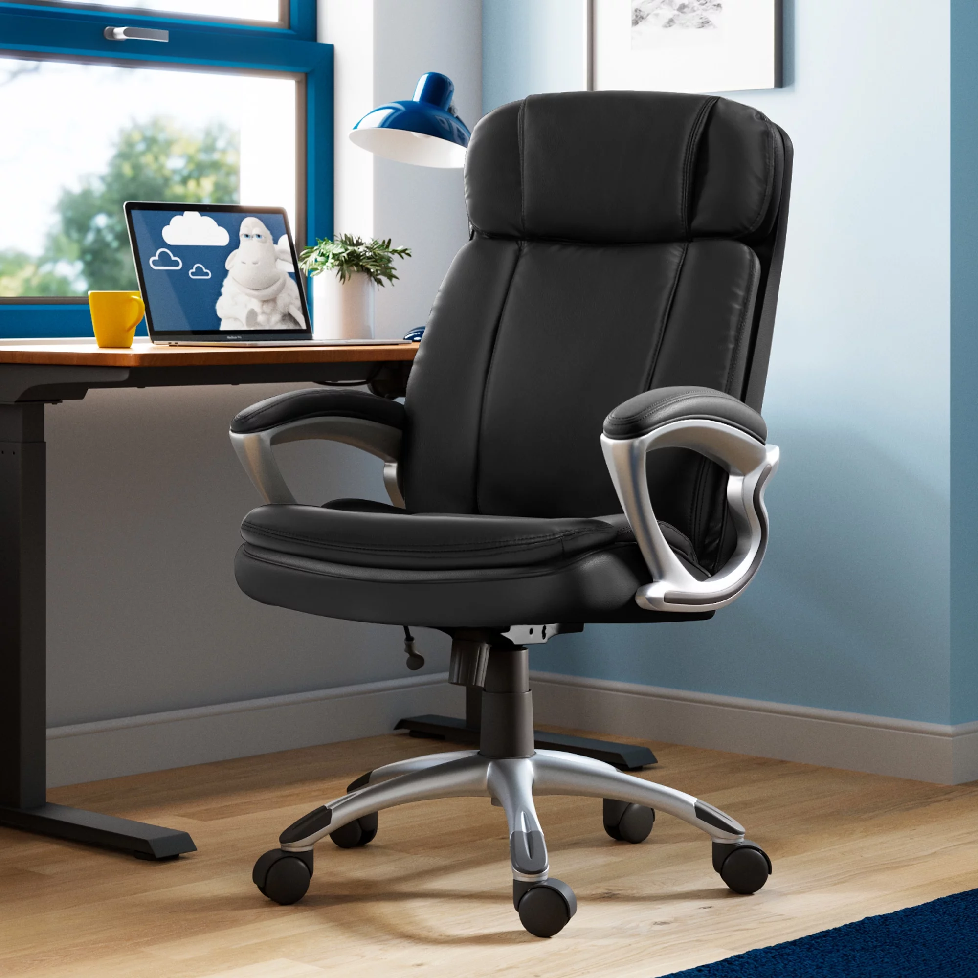 Serta Puresoft Faux Leather Big and Tall Executive Office Chair, Black