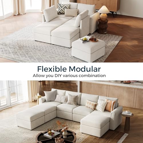 LINSY HOME Modular Sectional Sofa, Convertible U Shaped Sofa Couch with Storage, Memory Foam, Modular Sectionals with Ottomans