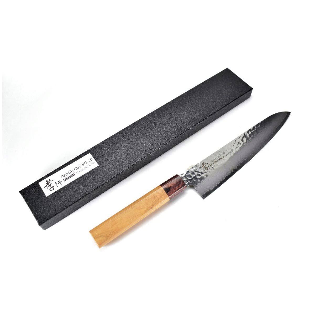 Sakai Takayuki VG10 33 Layer Damascus Gyuto Japanese Knife 210mm Keyaki (Japanese Elm) Handle