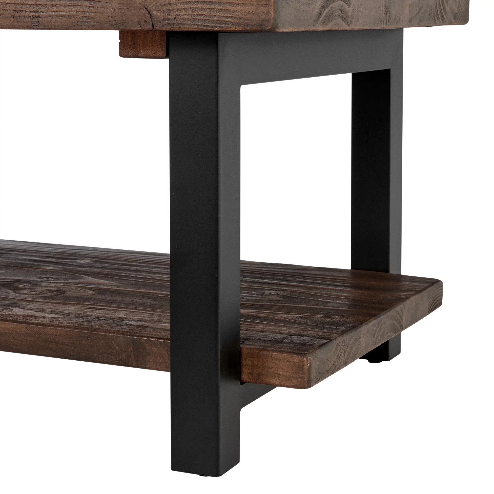 Pomona 42" Metal and Wood Coffee Table, Rustic Natural