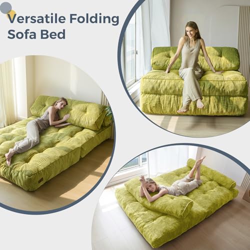 MAXYOYO Folding Sofa Bed, Convertible Sleeper Chair with Pillow Foldable Mattress with Back Support