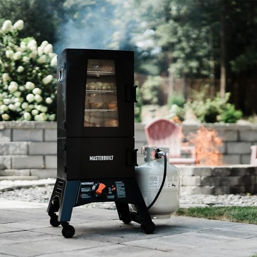 Masterbuilt? 40-inch ThermoTemp Propane Gas Vertical BBQ Smoker with Analog Temperature Control and 960 Cooking Square Inches in Black