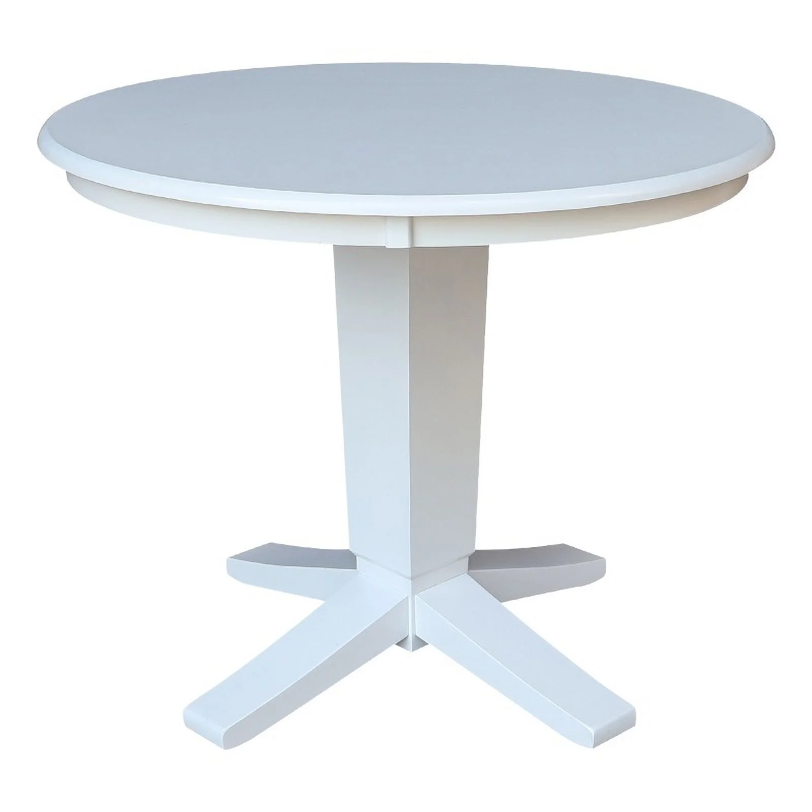 36" Round Solid Wood Top Pedestal Dining Table in White