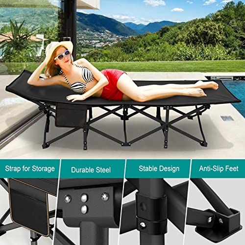 DoCred Folding Camping Cot with Mattress, 2 Pack Heavy Duty Folding Cot for Adults, Portable Sleeping Cot Bed Adults Outdoor Bed with Carry Bag