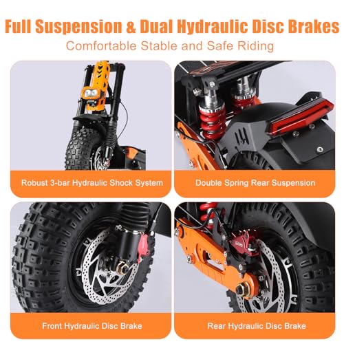 Electric Scooter for Adults 7000W Power Dual Motors Top Speed 55MPH 60V 33Ah Battery 65+ Miles Range 13" All-Terrain Tires Adjustable Handlebar