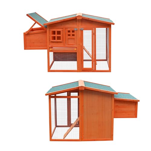 Outdoor Chicken Coop for 8 Chickens, 2025Upgraded Portable Wooden Hen House with Nesting Boxes, Chicken House, Chicken Run Cage