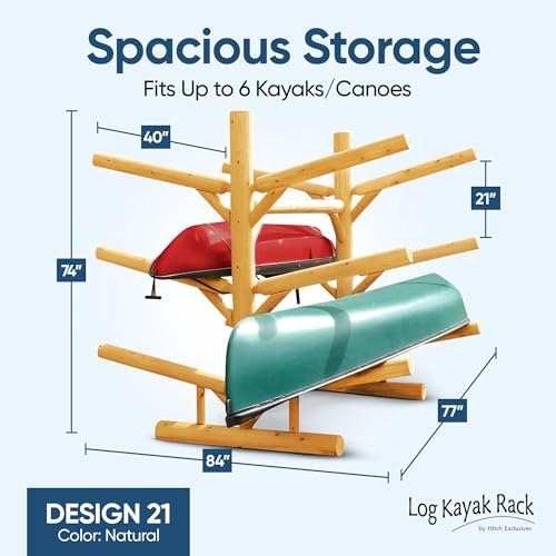 6-Place Kayak/Canoe Rack, Freestanding Kayak Storage Rack, Kayak Racks for Outdoor Storage, Surfboard Rack or SUP Storage Rack, Canoe Storage Rack