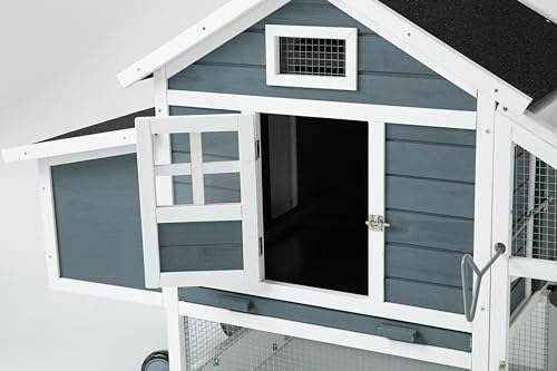 TAKUKA Outdoor Rabbit Hutch, Small Animal Wooden Chicken Coop with Nest Box
