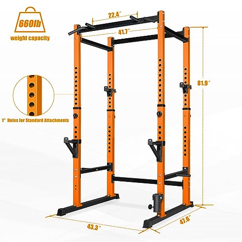 Bongkim Power Rack, Rack Cage for Weight Training, Adjustable Squat Stand Rack for Home Gym Equipment, Lifting Cage with 660lb Capacity