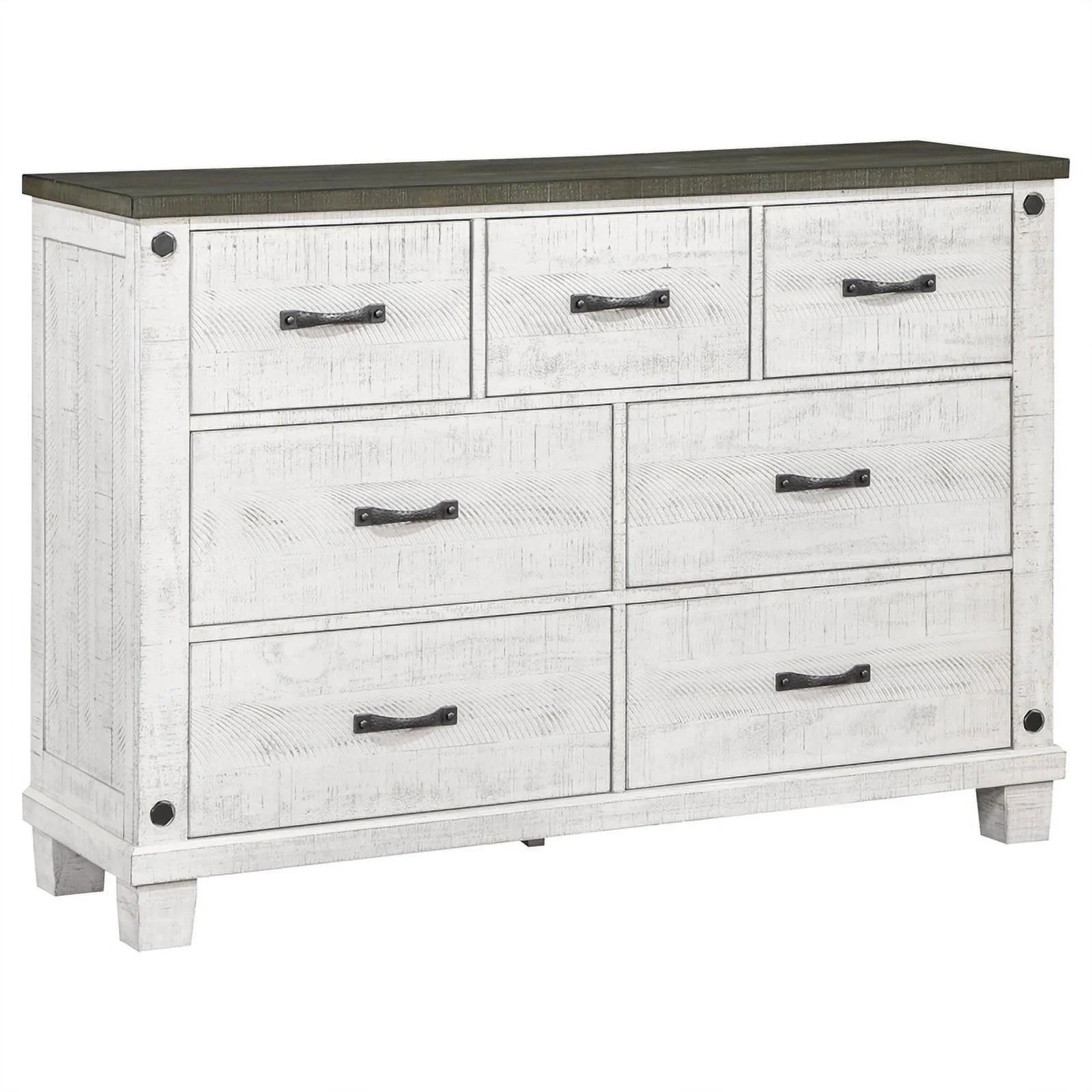 Pemberly Row 5-piece Wood Queen Bedroom Set Distressed Gray and White