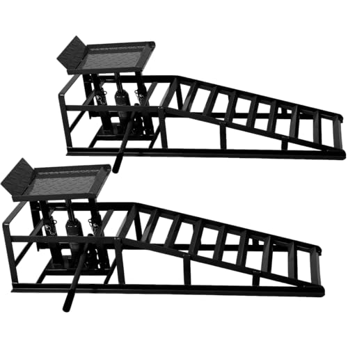 2PCS Hydraulic Car and Truck Service Ramps,11023 Lbs (5 Tons) Capacity, Portable Lifts Ramps for Oil Changes, Adjustable Lift Height 9.8" to 16.21"