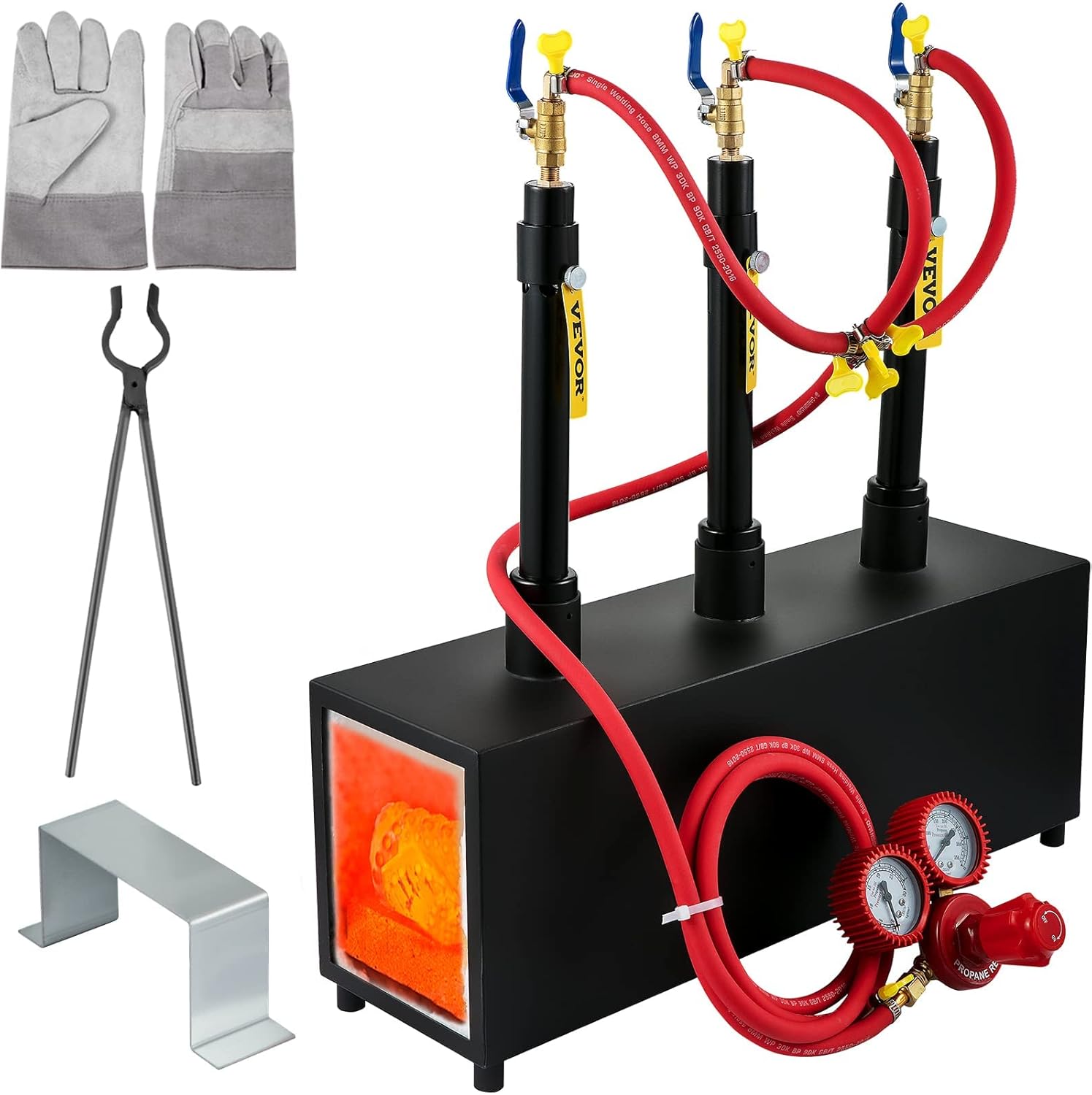 VEVOR Portable Propane Forge Three Burners and Open Structure, Propane Burner Forge Large Capacity
