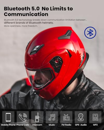 ILM Bluetooth Integrated Modular Flip up Full Face Motorcycle Helmet Sun Shield Mp3 Intercom Model 953/953 PRO