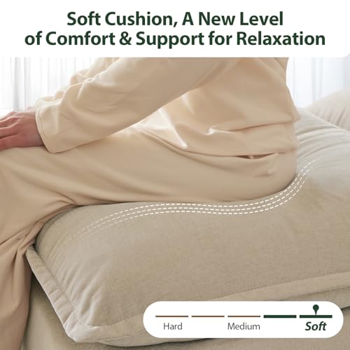 Cloud Couch Sectional for Living Room L Shaped Couch Modular Sectional Sofa Chenille Fabric for Apartment Ivory Beige