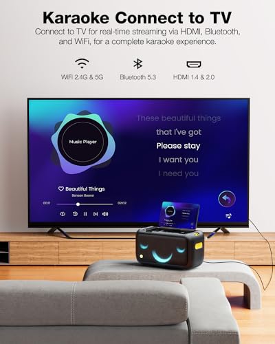 Ikarao Smart Karaoke Machine for Adults - with Lyrics Display, 32GB Karaoke Tablet, 2 Wireless Mics, Professional Karaoke System, 300W Peak Power