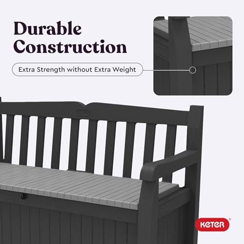 Keter Solana 70 Gallon Storage Bench Deck Box for Patio Storage