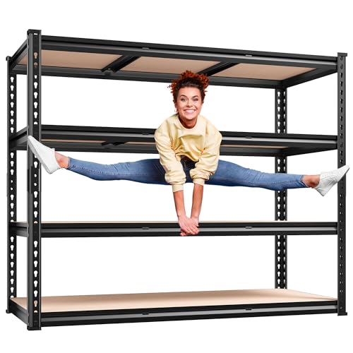 REIBII 48" W Garage Shelving Heavy Duty 3020LBS Storage Shelves 5 Tier Heavy Duty Shelving Adjustable Garage Shelves for Basement, Warehouse