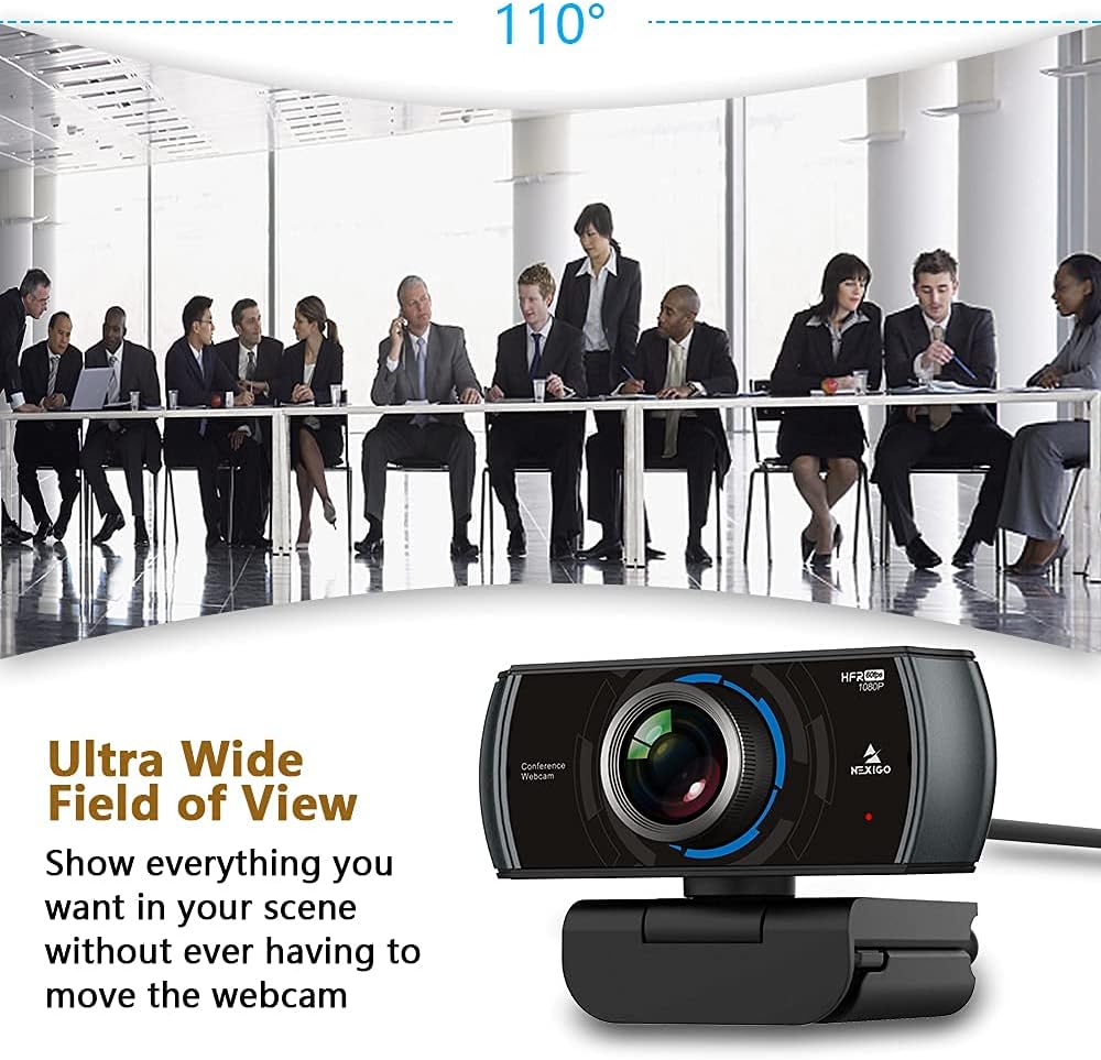 NexiGo N980P 1080P 60FPS Webcam with Microphone and Software Control, USB Computer Camera, Built-in Dual Noise Reduction Mics