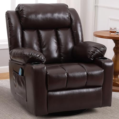 Rocker Swivel Recliner Chair for Adults, Overstuffed Large Manual Recliner Glider with Massage and Heat