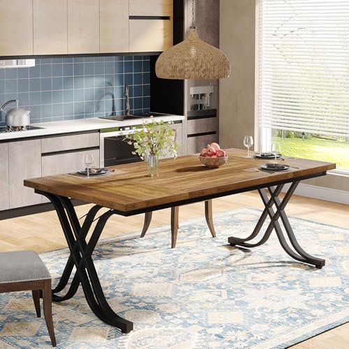 Tribesigns Dining Table for 4-6 People, 63 Inch Industrial Large Kitchen Table with Heavy Duty Metal Frame