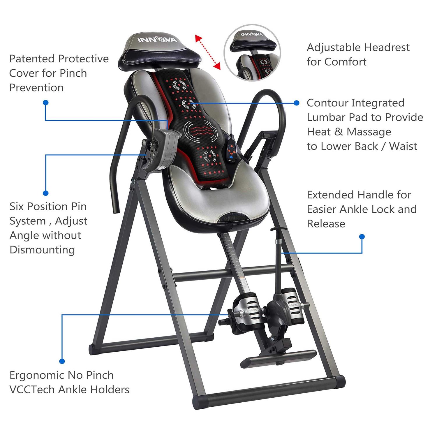 Innova Health and Fitness Innova ITM5900 Advanced Heat and Massage Inversion Table - Sports Supplies Online Store