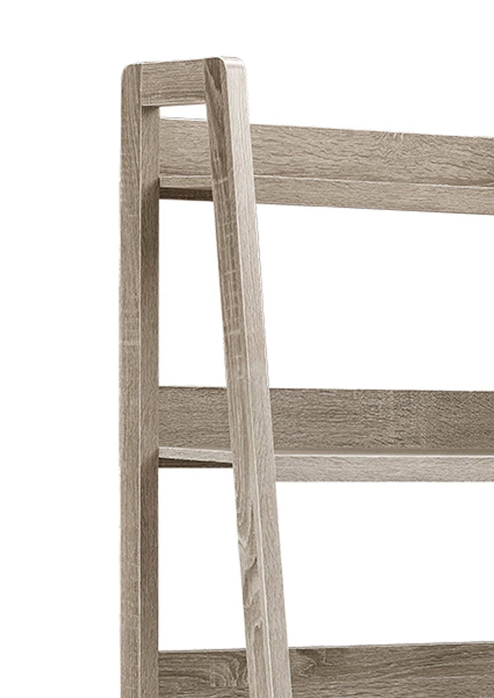 Transitional Style Wooden Ladder Bookcase with Five Shelves Gray