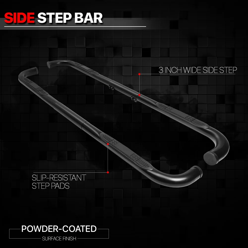 BULLY Black 3" Adjustable Side Step Nerf Bar Running Board for 99-11 Chevy/GMC 00 01 02 03 04 05 06 07 08 Fits select: 1999-2011 CHEVROLET SILVERADO