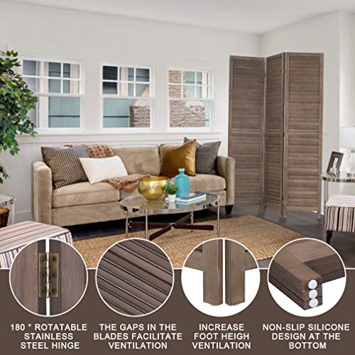 Room Divider 6 Panel Wood Privacy Screen Folding Partition Wall Room Dividers Freestanding White 5.57 FT Tall Divider for Room Separation