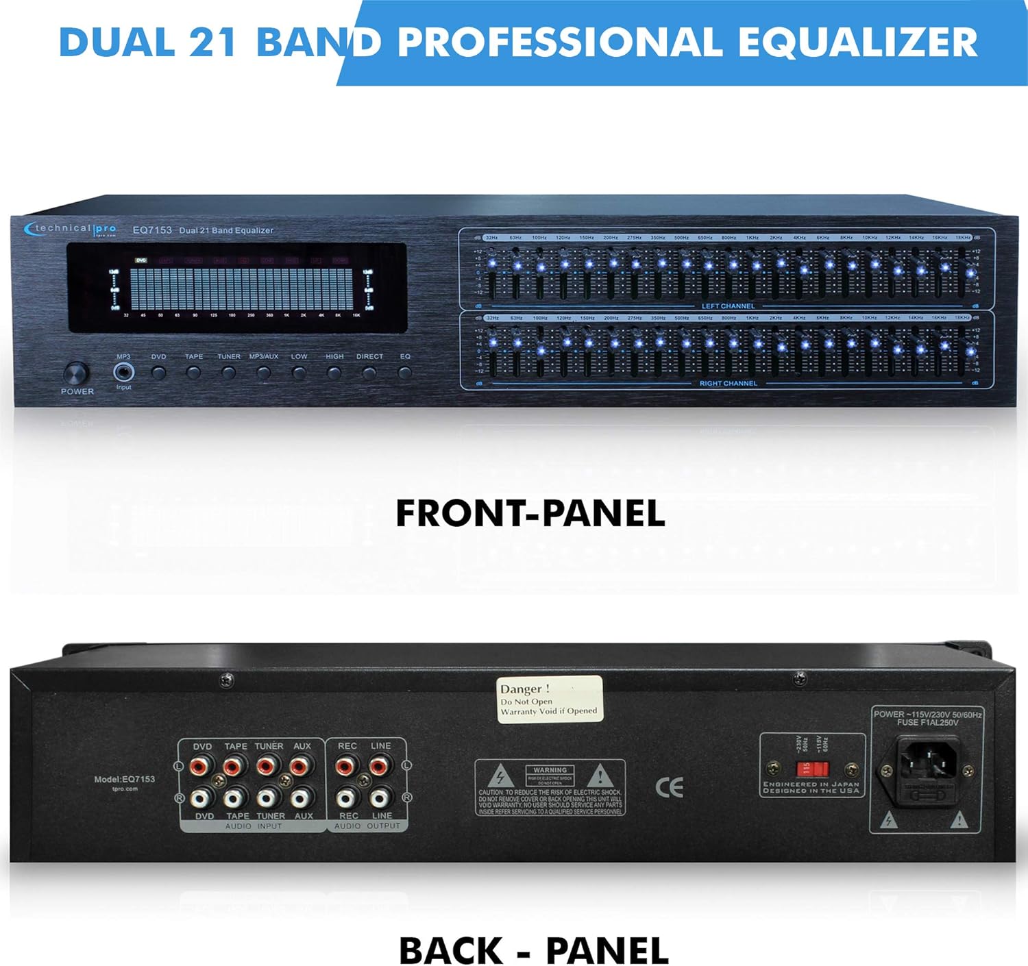 Technical Pro Dual 21 Band Professional Stereo Equalizer with Individual LED Indicators