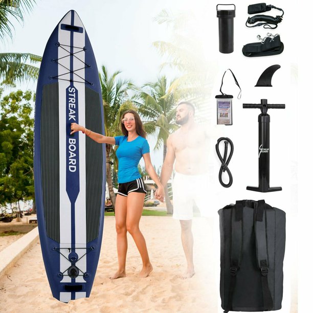 Arlopu 11ft Inflatable Stand Up Paddle Board 6'' Thick Non-Slip Deck W/ Aluminum Paddle, Leash, Backpack