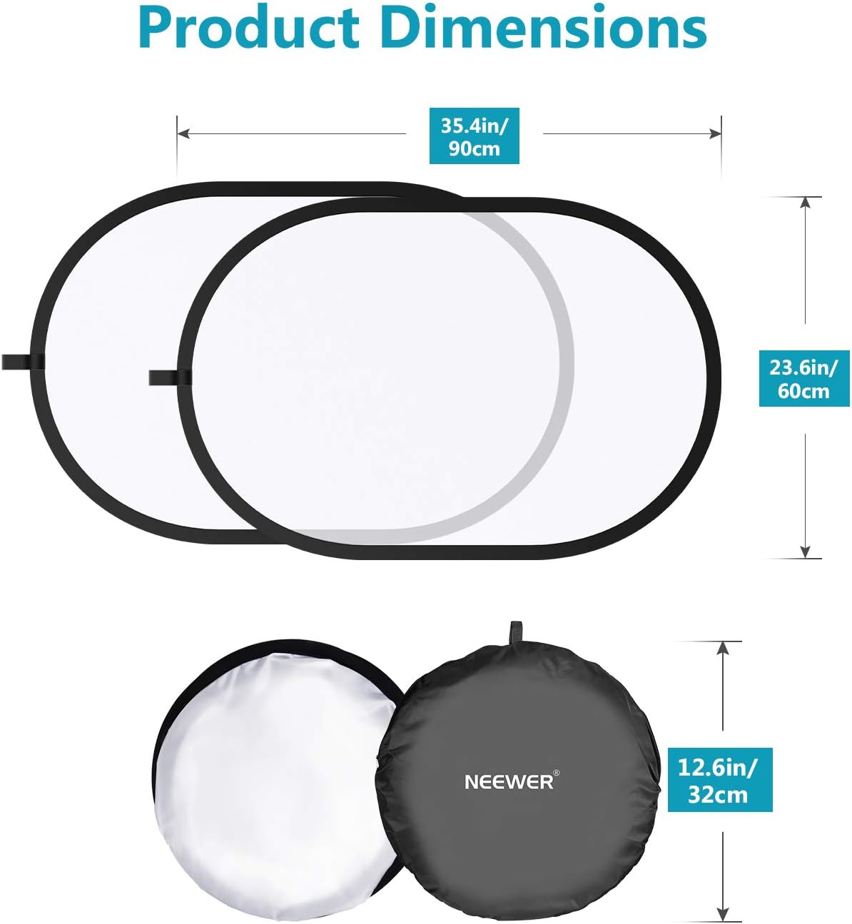 Neewer Professional Lighting Studio 5x7 feet/150x200 cm Pop out Foldable Soft Diffuser Disc Panel Reflector with Carrying Case for Studio and Outdoor