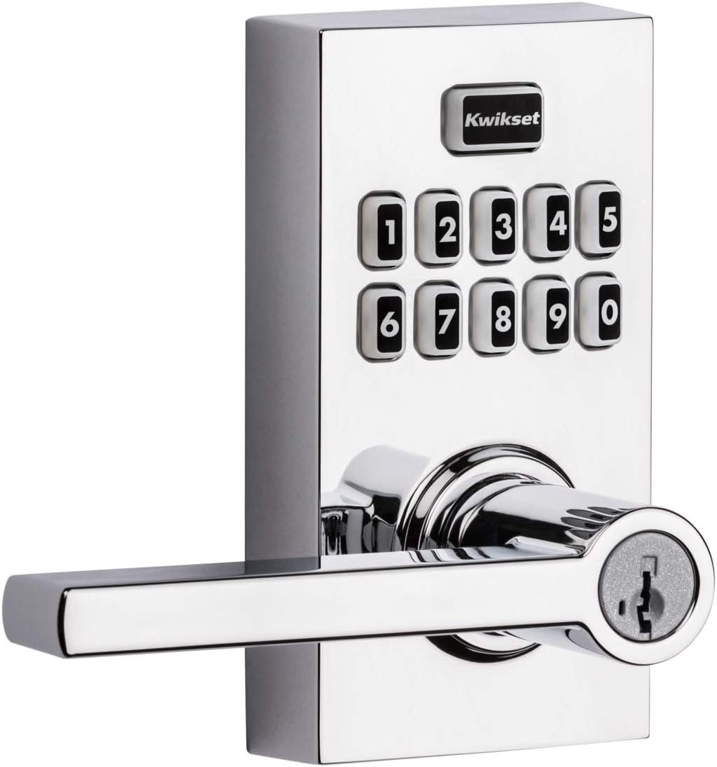 Kwikset 99170-003 SmartCode 917 Keypad Keyless Entry Contemporary Residential Electronic Lever Lock Deadbolt Alternative with Halifax Door Handle and