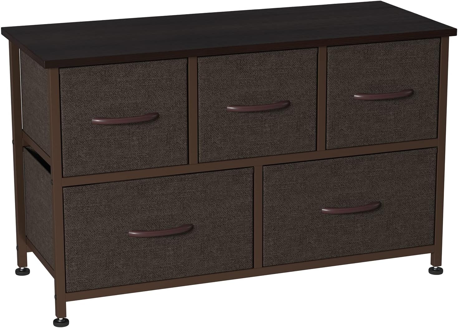Somdot Dresser with 5 Easy Pull Drawers 39.4'' Wide Fabric Dresser Vertical Storage Tower Organizer Unit for Bedroom Office Laundry Closet Entryway