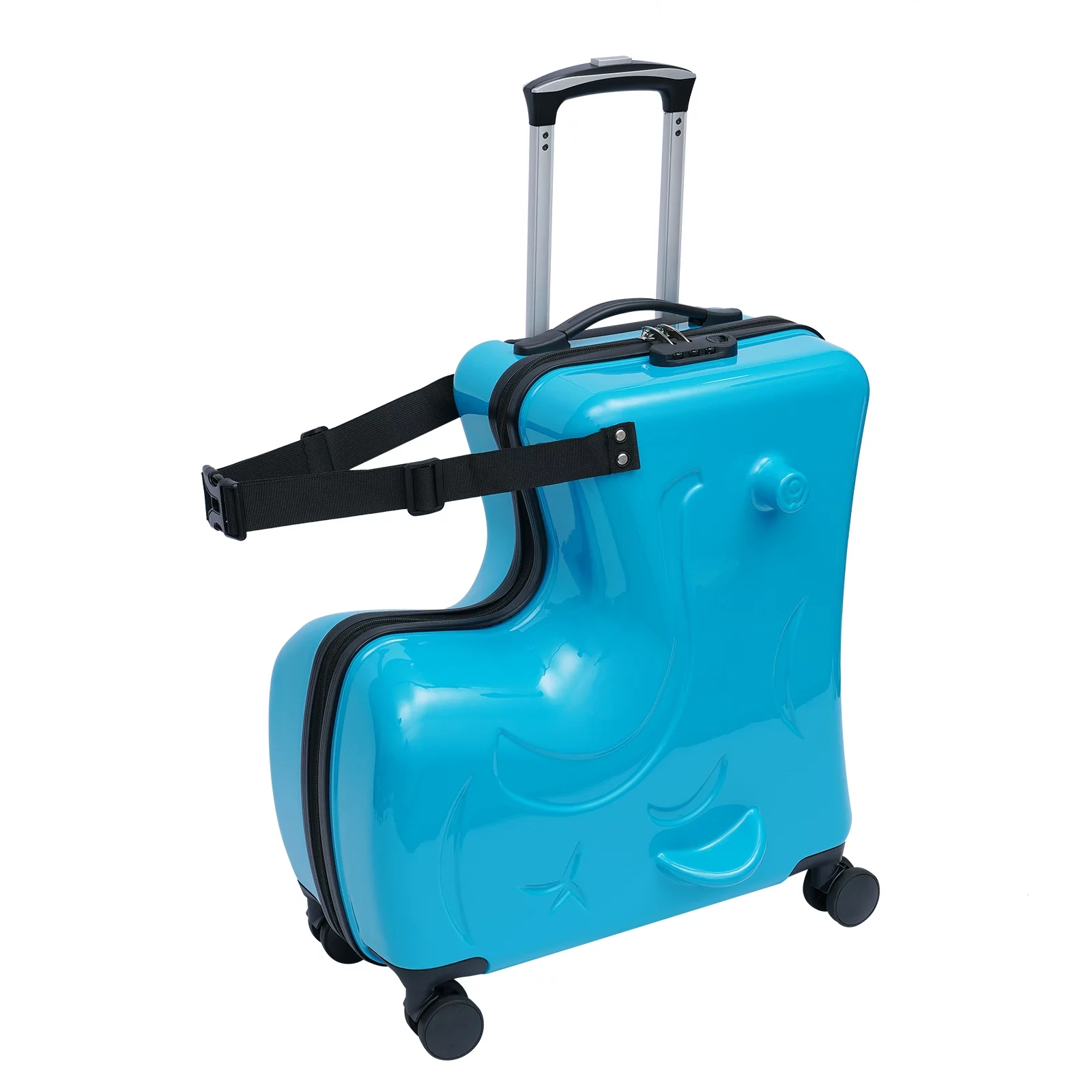 Anqidi 20" Kids Ride On Suitcase Hard Luggage Suitcase Horse-Shape Children Trolley Baggage Travel Case Waterproof with Universal Double-Row Wheels