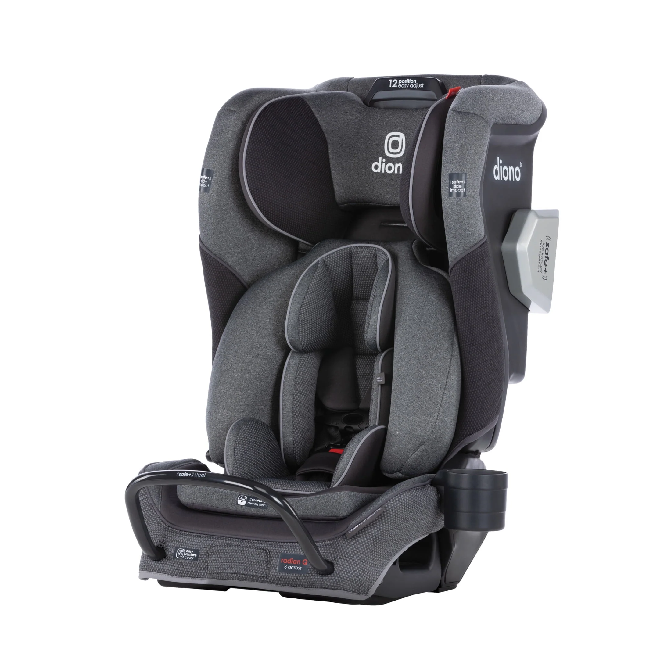 Diono Radian 3QXT SafePlus All-in-One Convertible Car Seat, Slim Fit 3 Across, Red