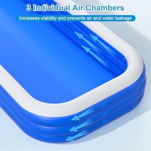 Extra Large Inflatable Pool for Family, 180'' x 76'' x 22'' Full-Sized Blow Up Pool for Adults