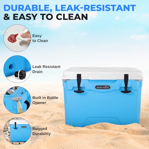 SereneLife Ultra-Tough 45 Quart Rotomolded Cooler Box with Wheels, Holds Upto 56 Cans, Keeps Ice Up to 5 Days