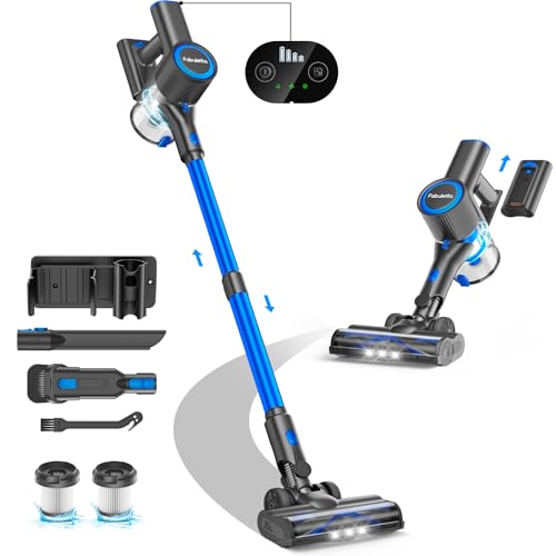 FABULETTA Cordless Vacuum Cleaner for Home, 400W Lightweight Vacuum Cleaner with MAX 47Min Detachable Battery, Brushless Motor