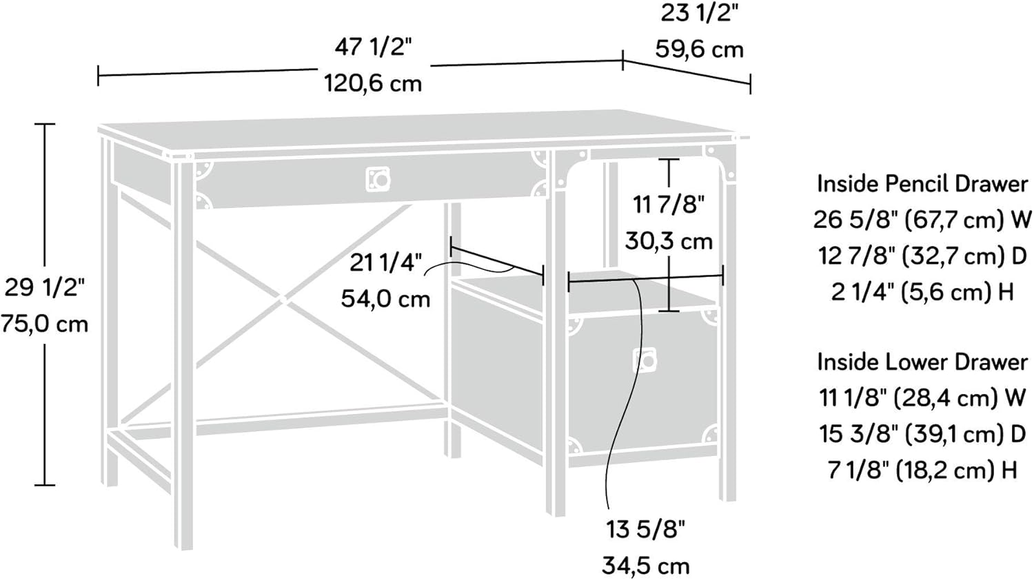 Sauder 423912 Steel River Desk, Carbon Oak Finish