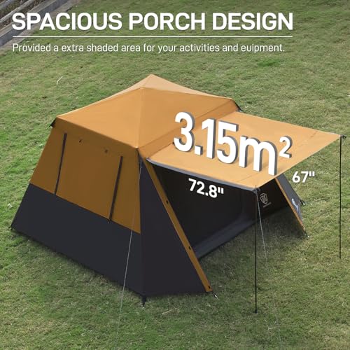 EVER ADVANCED Blackout 6 Person Camping Tent, Instant Cabin Tent for Family with Vestibule and Large Mesh Windows, 60s Easy Setup, Double Layer