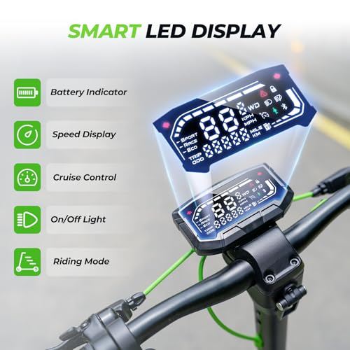 Electric Scooter for Adults, 800 Powerful Motor, 10 Inch Tires, 25/28 MPH Top Speed, 30/32 Miles Long Range, Dual Disc Brakes & Shock Absorber
