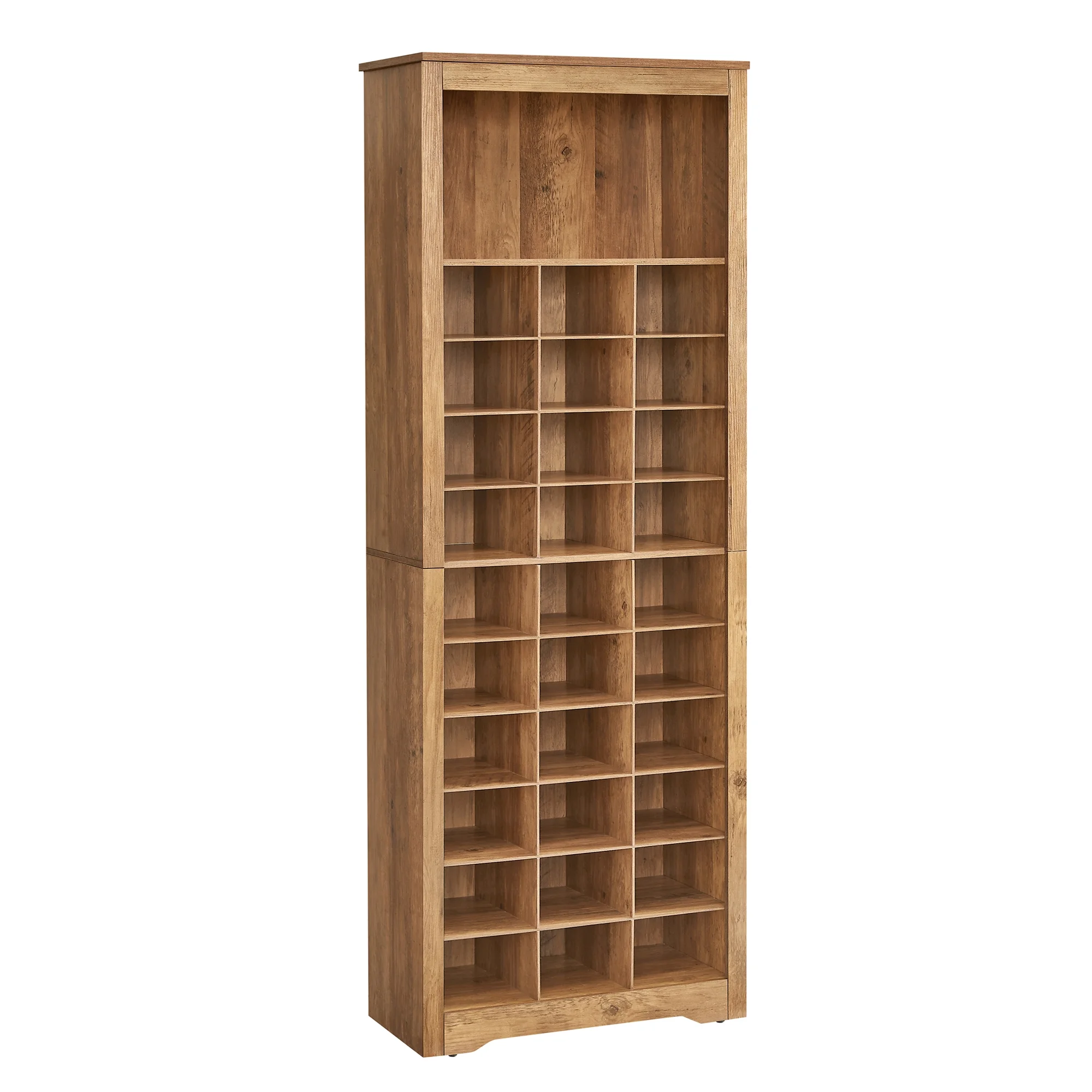 VASAGLE 10-Tier Shoe Storage Cabinet, Holds 30 Pairs, Space-Saving Shoe Rack Organizer - Rustic Walnut
