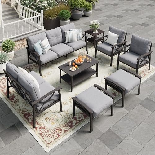 Wisteria Lane 5-Piece Outdoor Patio Furniture Set, Outdoor Metal Sectional Furniture with Cushions